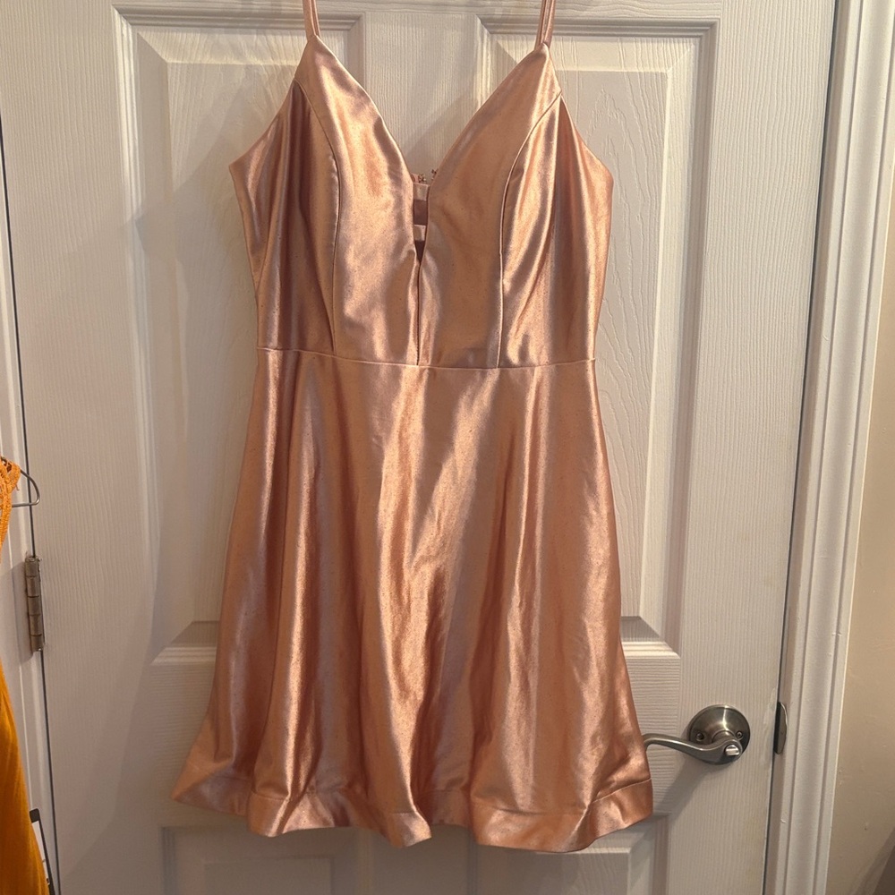 Elegant Rose Gold Satin Dress